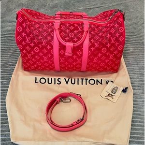 Louis Vuitton SS20 Lace Mesh See Through Pink Keepall 50 New/Excellent Condition